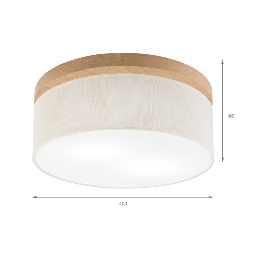 Brilagi - Taklampa BELLADONNA 2xE27/15W/230V diameter 40 cm grädde/ek