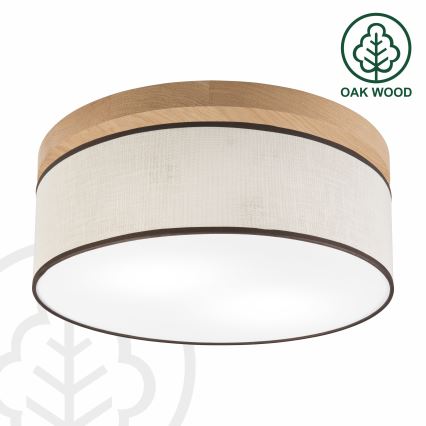 Brilagi - Taklampa BELLADONNA 2xE27/15W/230V diameter 40 cm grädde/ek