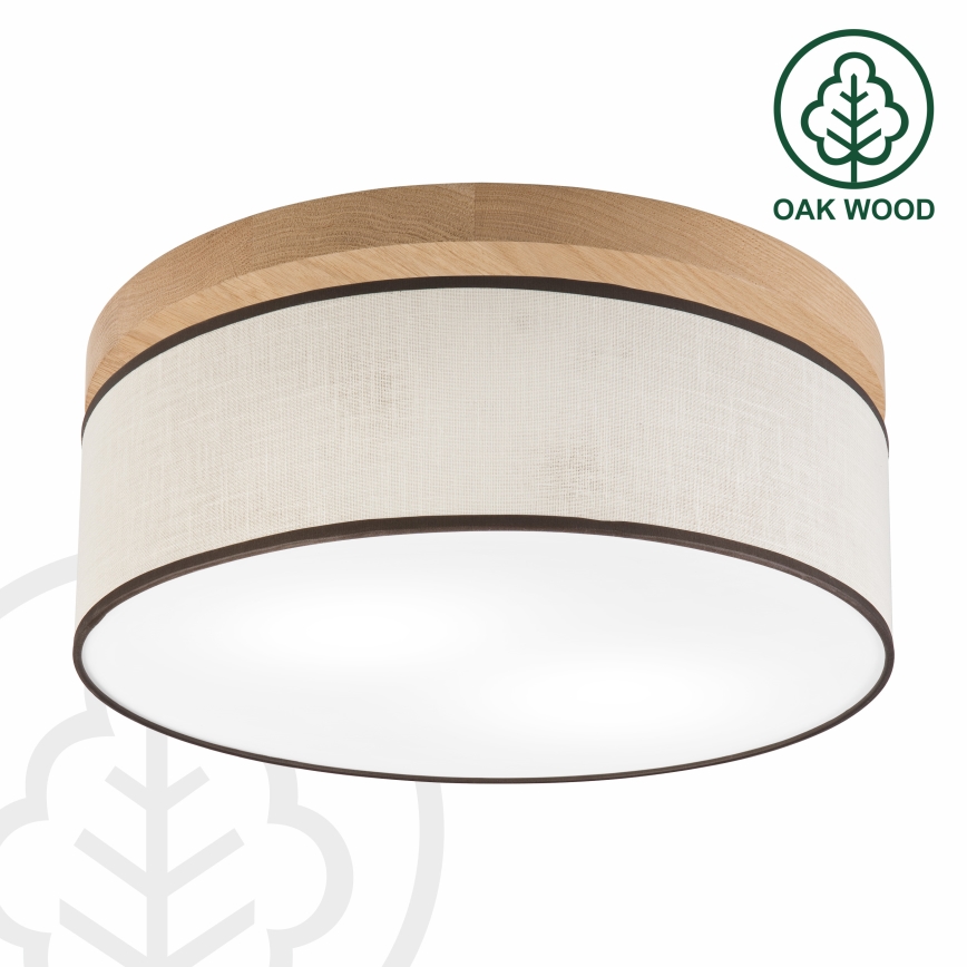 Brilagi - Taklampa BELLADONNA 2xE27/15W/230V diameter 40 cm grädde/ek