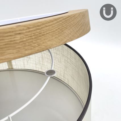 Brilagi - Taklampa BELLADONNA 2xE27/15W/230V diameter 40 cm grädde/ek