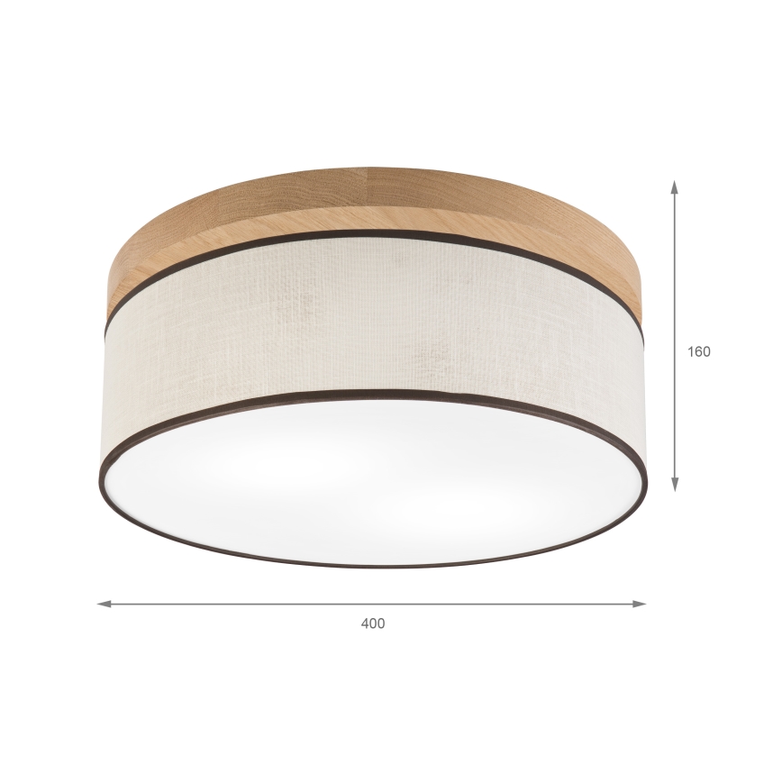 Brilagi - Taklampa BELLADONNA 2xE27/15W/230V diameter 40 cm grädde/ek