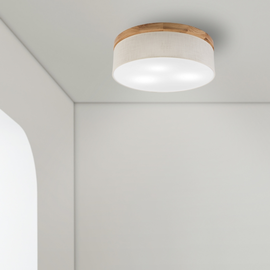 Brilagi - Taklampa BELLADONNA 3xE27/15W/230V diameter 50 cm grädde/ek