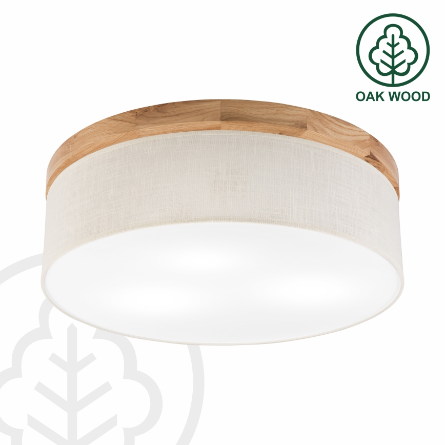 Brilagi - Taklampa BELLADONNA 3xE27/15W/230V diameter 50 cm grädde/ek