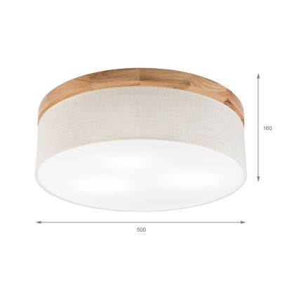 Brilagi - Taklampa BELLADONNA 3xE27/15W/230V diameter 50 cm grädde/ek