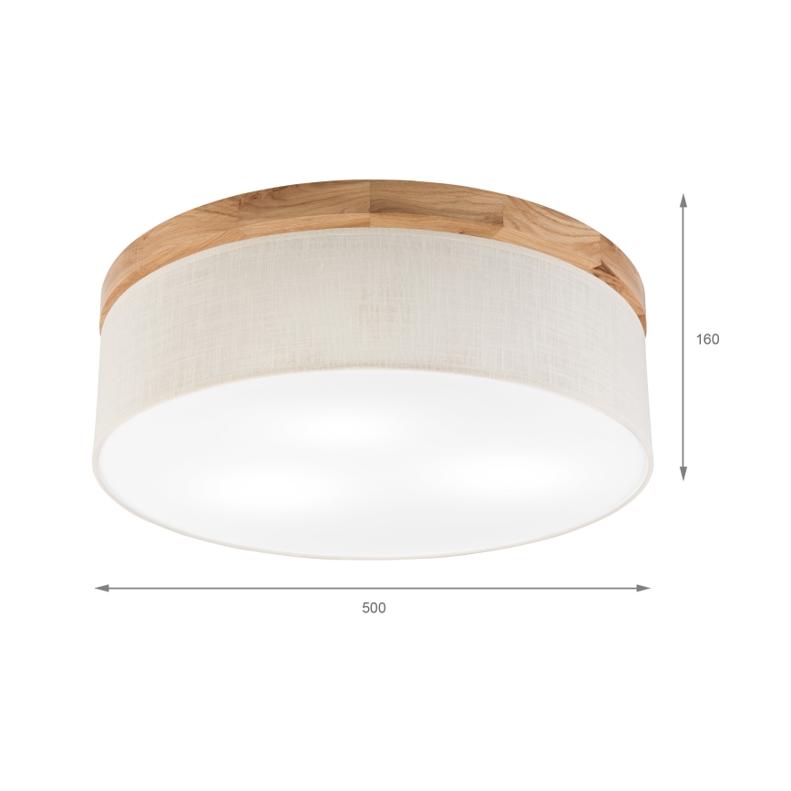 Brilagi - Taklampa BELLADONNA 3xE27/15W/230V diameter 50 cm grädde/ek