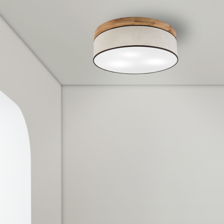 Brilagi - Taklampa BELLADONNA 3xE27/15W/230V diameter 50 cm grädde/ek
