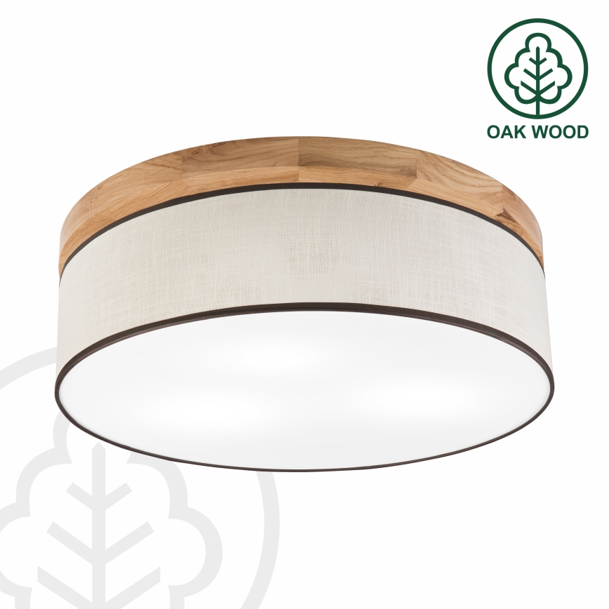 Brilagi - Taklampa BELLADONNA 3xE27/15W/230V diameter 50 cm grädde/ek