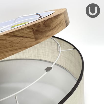 Brilagi - Taklampa BELLADONNA 3xE27/15W/230V diameter 50 cm grädde/ek