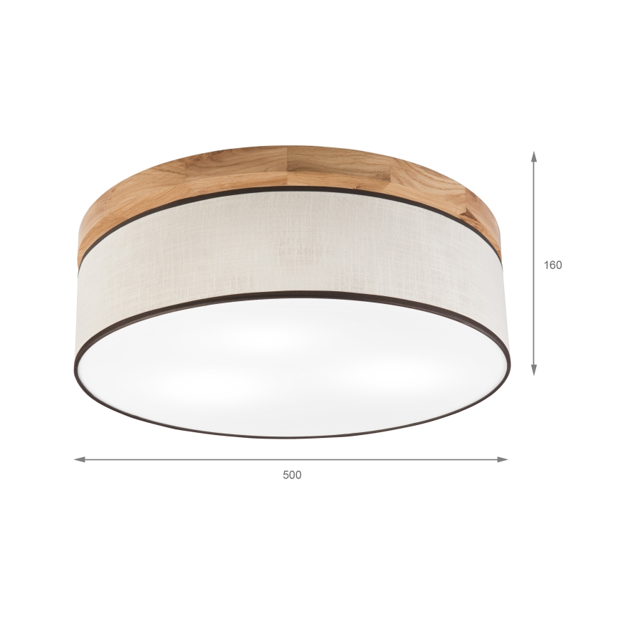 Brilagi - Taklampa BELLADONNA 3xE27/15W/230V diameter 50 cm grädde/ek