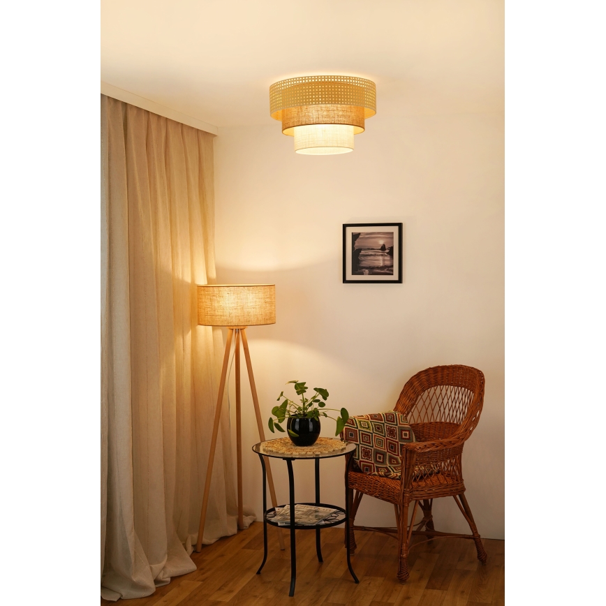 Brilagi - Taklampa CEDAR LUNETA 1xE27/15W/230V diameter 45 cm beige/brun/grädde