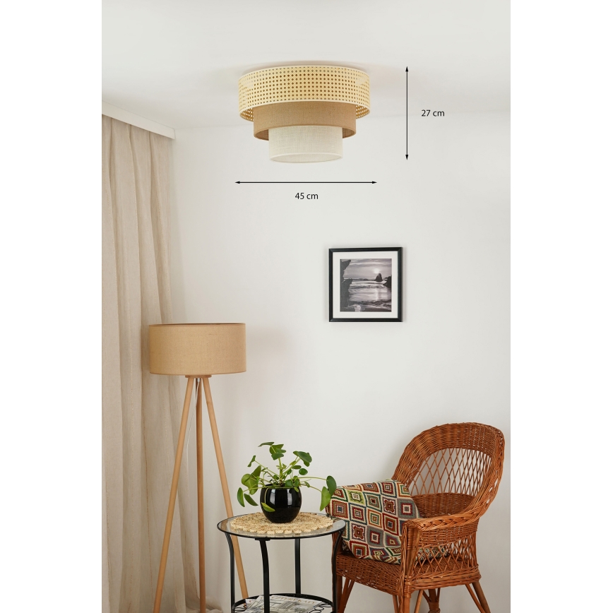 Brilagi - Taklampa CEDAR LUNETA 1xE27/15W/230V diameter 45 cm beige/brun/grädde