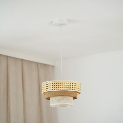 Brilagi - Taklampa CEDAR LUNETA 1xE27/15W/230V Ø 25 cm rotting/brun/krämvit