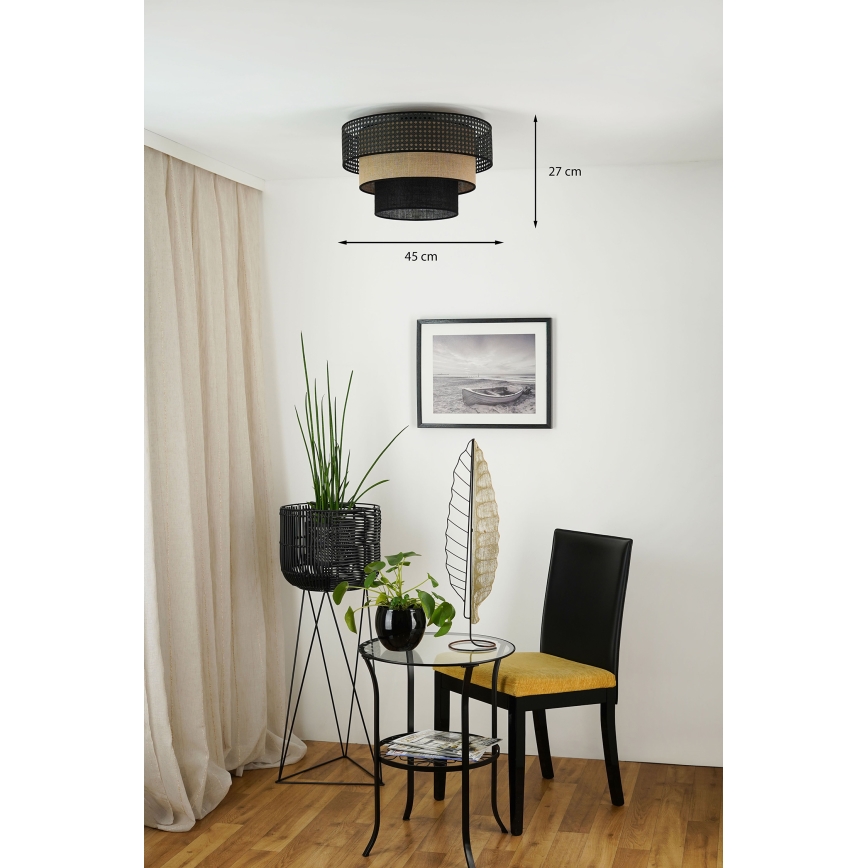 Brilagi - Taklampa DAKOTA LUNETA 1xE27/15W/230V diameter 45 cm svart/beige