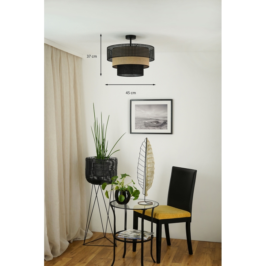Brilagi - Taklampa DAKOTA LUNETA 1xE27/15W/230V Ø 45 cm svart/rotting