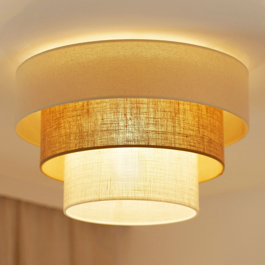 Brilagi-Taklampa DENVER LUNETA 1xE27/15W/230V diameter 45 beige/brun/grädde