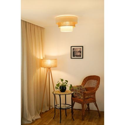 Brilagi-Taklampa DENVER LUNETA 1xE27/15W/230V diameter 45 beige/brun/grädde