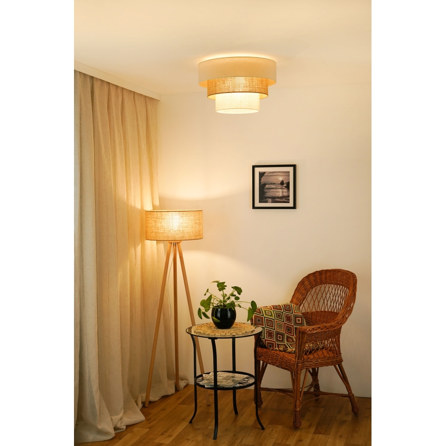 Brilagi-Taklampa DENVER LUNETA 1xE27/15W/230V diameter 45 beige/brun/grädde