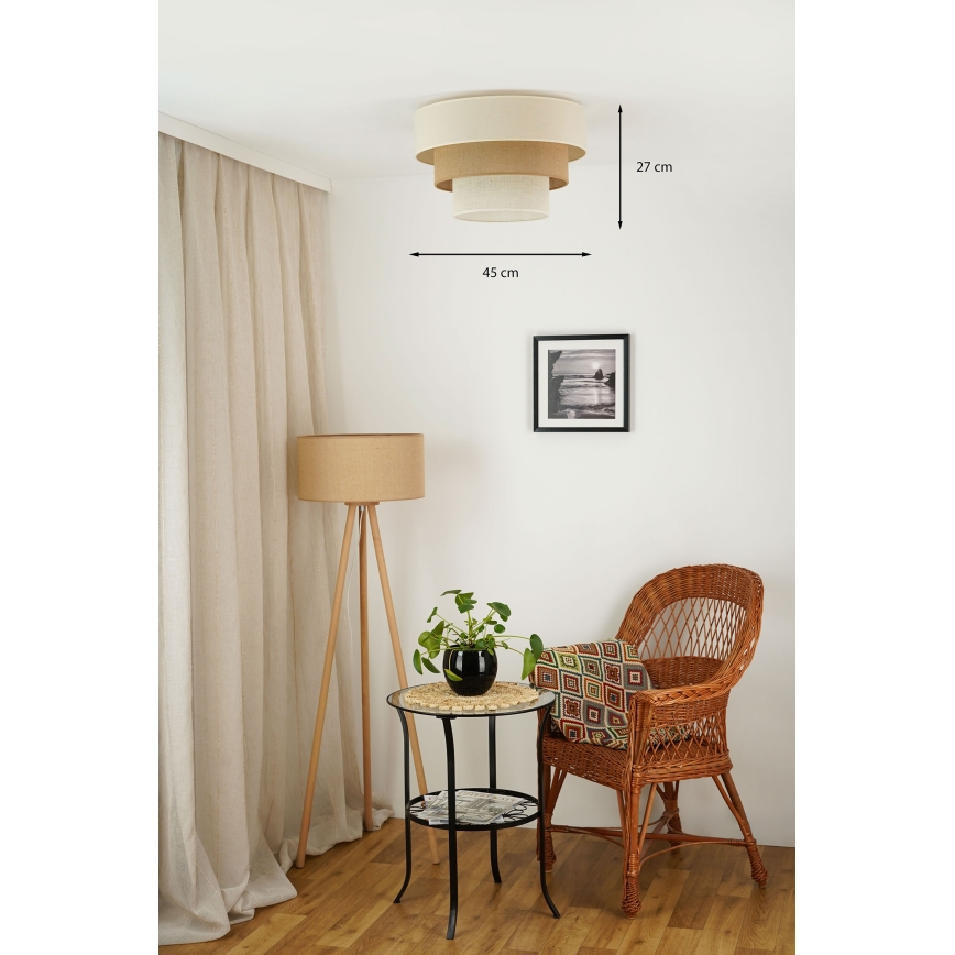 Brilagi-Taklampa DENVER LUNETA 1xE27/15W/230V diameter 45 beige/brun/grädde