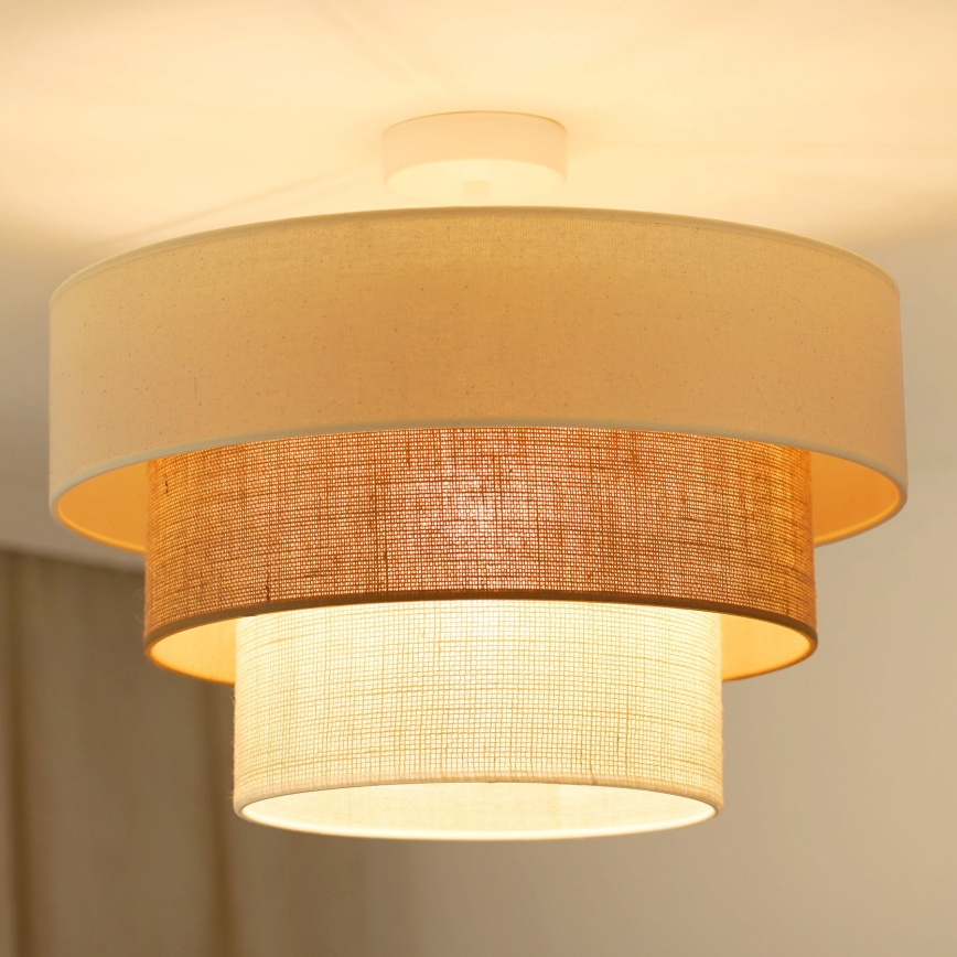 Brilagi - Taklampa DENVER LUNETA 1xE27/15W/230V Ø 45 cm beige/brun/krämfärgad