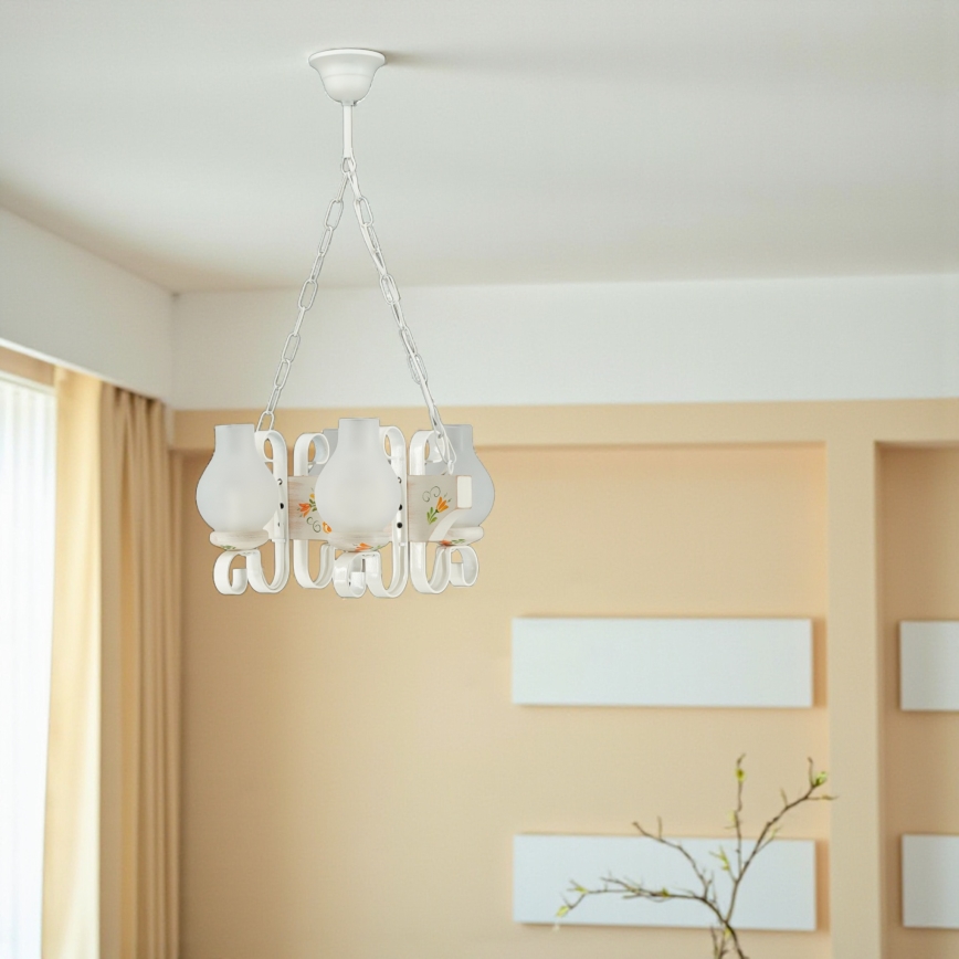 Brilagi - Taklampa med kedja QUEEN 4xE14/40W/230V bok/krämvit