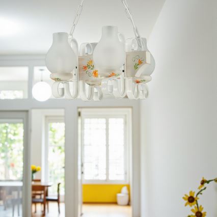 Brilagi - Taklampa med kedja QUEEN 4xE14/40W/230V bok/krämvit