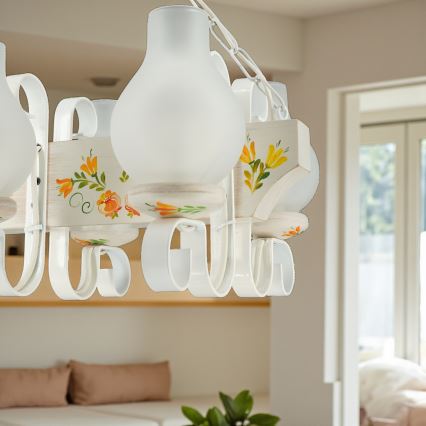 Brilagi - Taklampa med kedja QUEEN 4xE14/40W/230V bok/krämvit