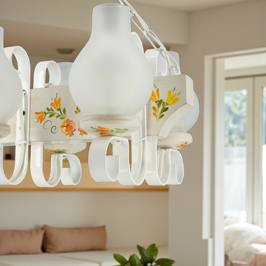 Brilagi - Taklampa med kedja QUEEN 4xE14/40W/230V bok/krämvit