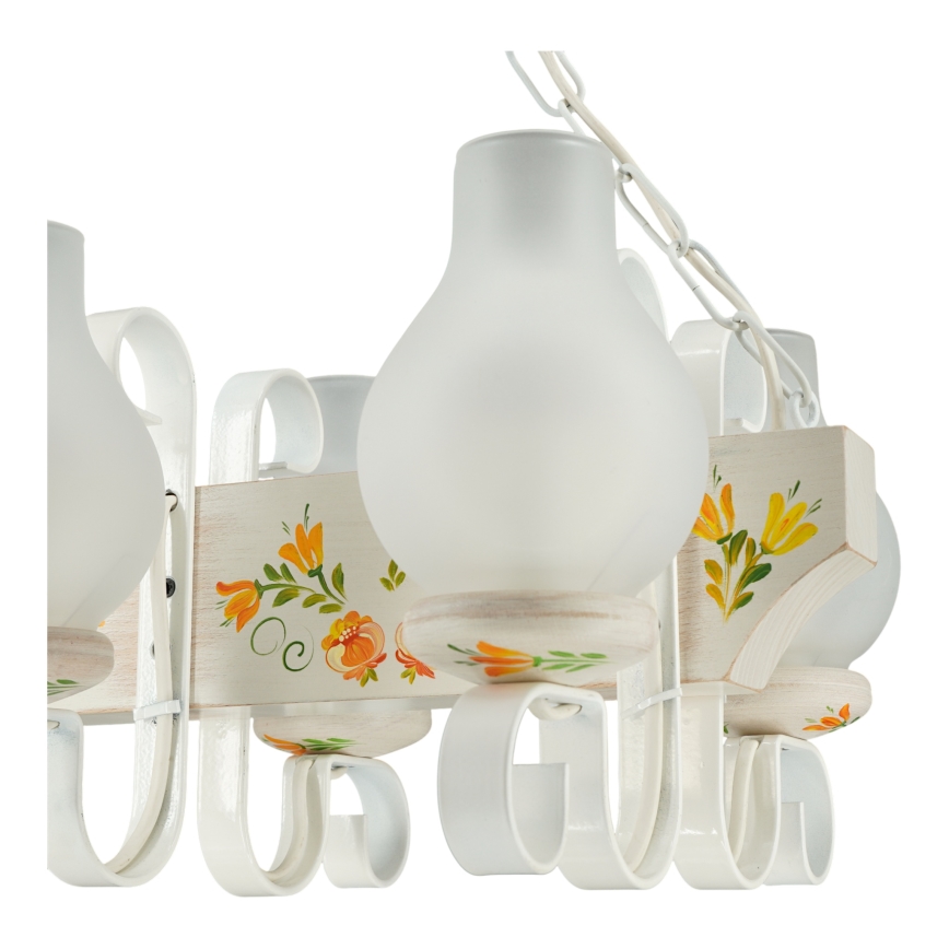 Brilagi - Taklampa med kedja QUEEN 4xE14/40W/230V bok/krämvit