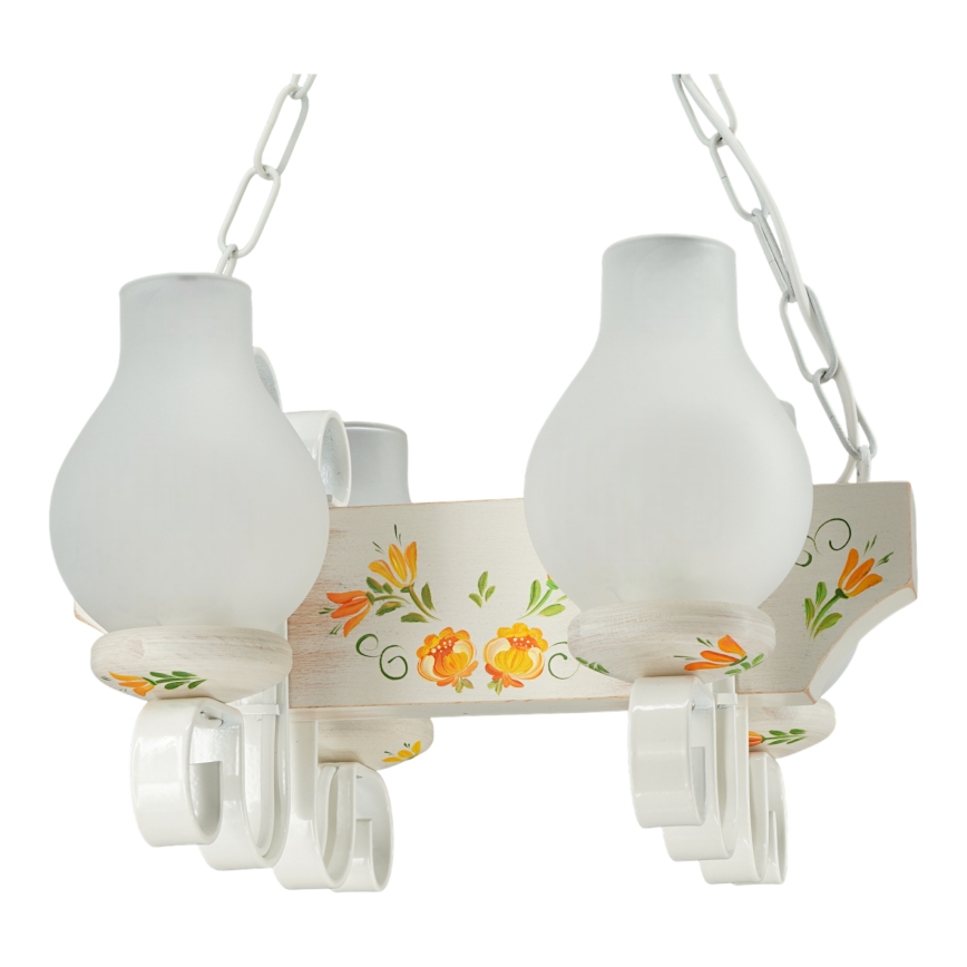 Brilagi - Taklampa med kedja QUEEN 4xE14/40W/230V bok/krämvit