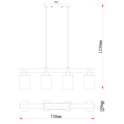Brilagi - Taklampa på vajer VISTA 4xE27/60W/230V ek