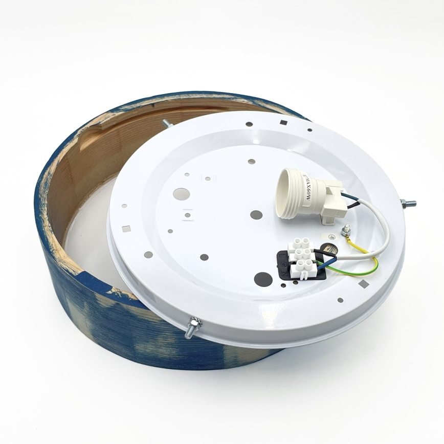 Brilagi - Taklampa PINO 1xE27/15W/230V furu/blå Ø 27,5 cm