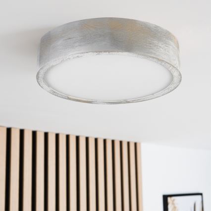 Brilagi - Taklampa PINO 1xE27/15W/230V furu/silverfärgad Ø 27,5 cm