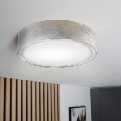 Brilagi - Taklampa PINO 1xE27/15W/230V furu/silverfärgad Ø 27,5 cm
