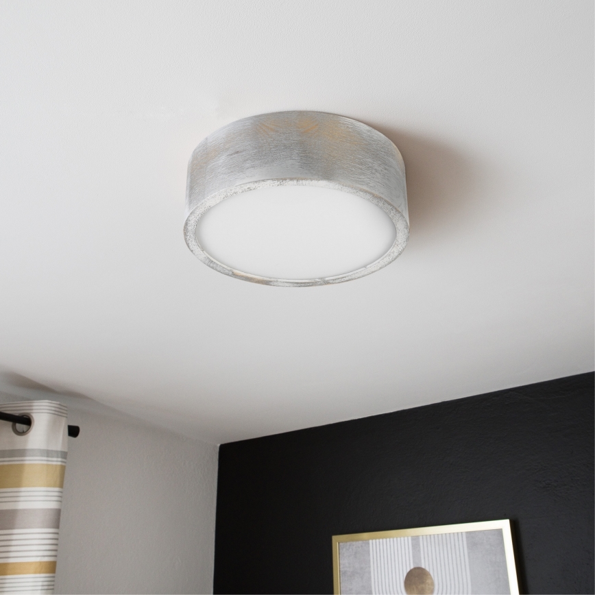 Brilagi - Taklampa PINO 1xE27/15W/230V furu/silverfärgad Ø 27,5 cm
