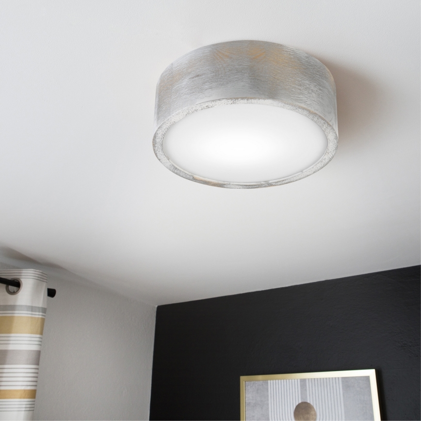Brilagi - Taklampa PINO 1xE27/15W/230V furu/silverfärgad Ø 27,5 cm