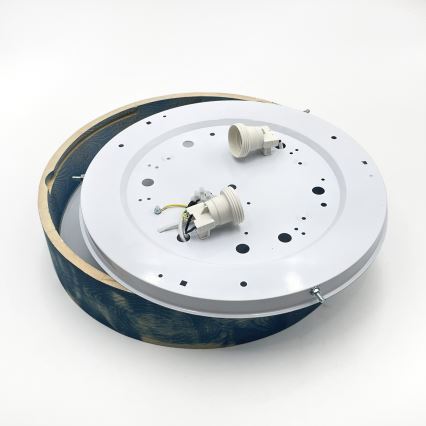 Brilagi - Taklampa PINO 2xE27/15W/230V furu/blå Ø 37,5 cm