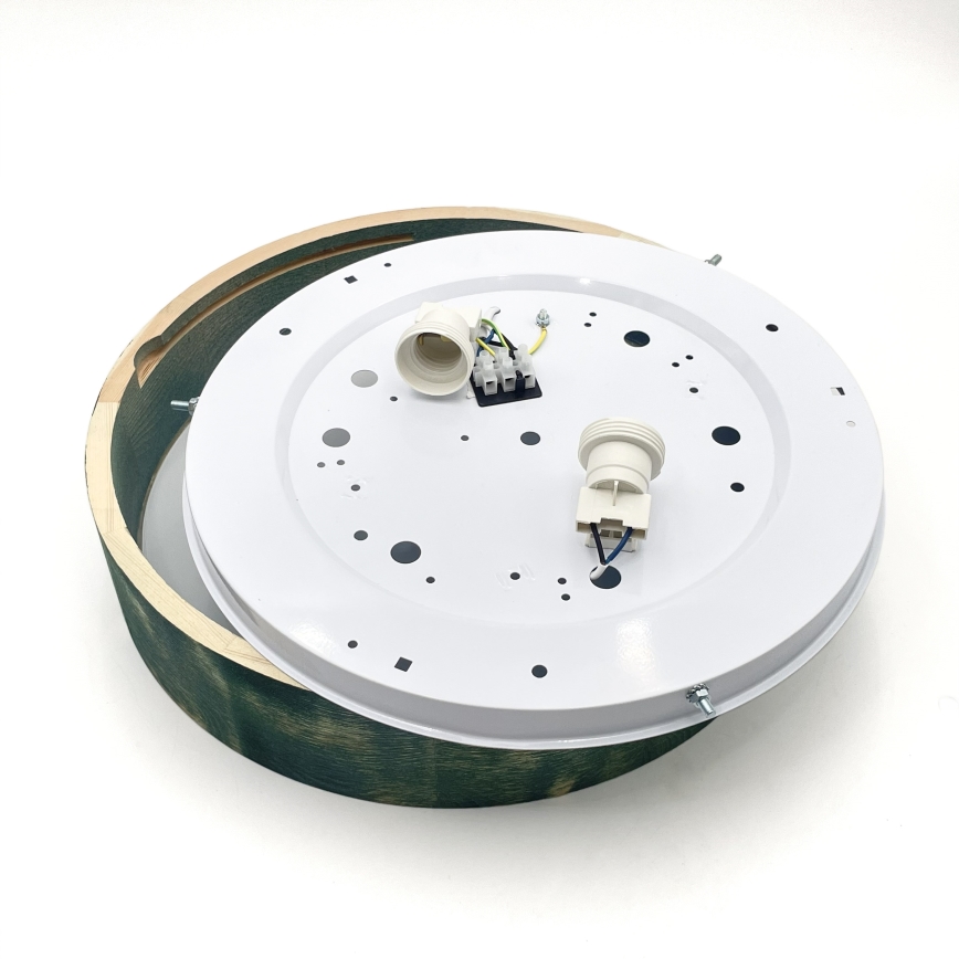 Brilagi - Taklampa PINO 2xE27/15W/230V furu/grön Ø 37,5 cm