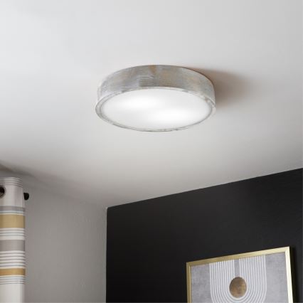 Brilagi - Taklampa PINO 2xE27/15W/230V furu/silver Ø 37,5 cm