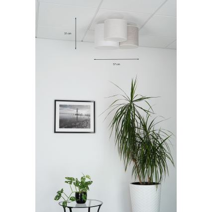 Brilagi - Taklampa SNAKE 3xE27/15W/230V 50x57 cm grå/krämfärgad