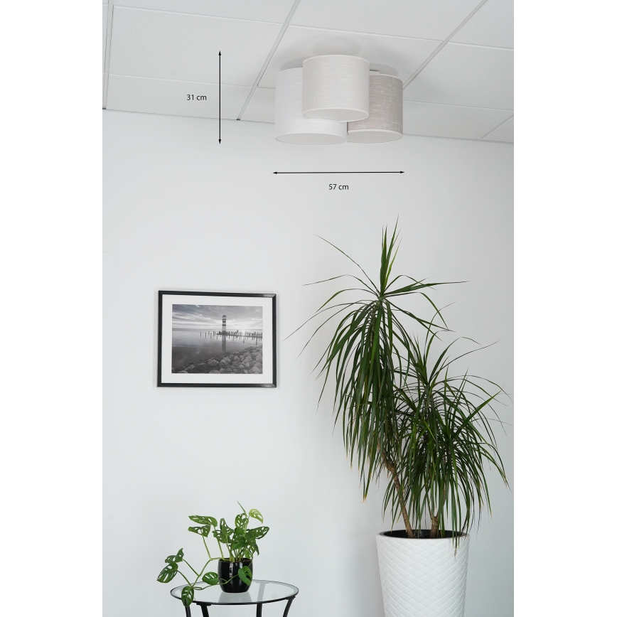 Brilagi - Taklampa SNAKE 3xE27/15W/230V 50x57 cm grå/krämfärgad