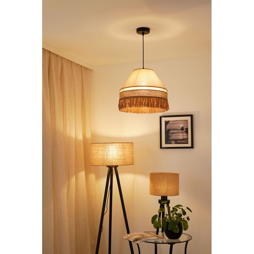 Brilagi - Taklampa WINNETOU AVIGNION 1xE27/15W/230V Ø 35 cm brun/krämvit