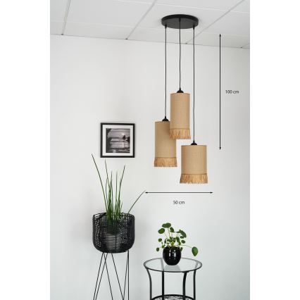 Brilagi - Taklampa WINNETOU TUBES 3xE27/15W/230V brun/svart