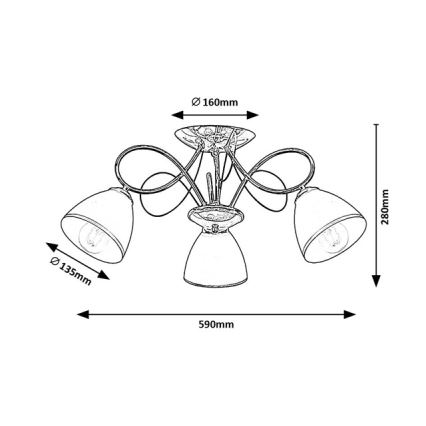 Brilagi - Takmonterad ljuskrona FRED 3xE27/60W/230V, Ø 59 cm, blank krom