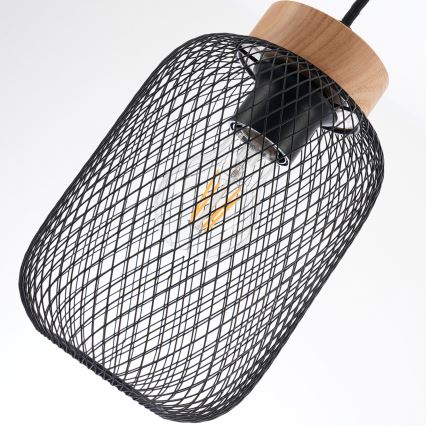 Brilagi - Takpendel med sladd BASKLITE 3xE27/15W/230V gummiträ/svart