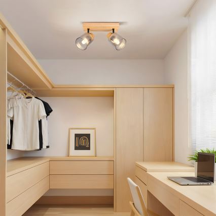 Brilagi - Takspot HYGGE 2xE14/15W/230V gummiträ/rökfärgad