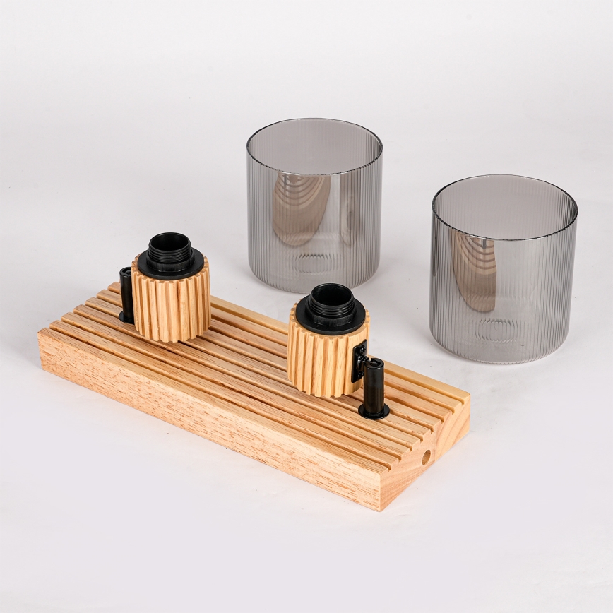 Brilagi - Takspot HYGGE 2xE14/15W/230V gummiträ/rökfärgad