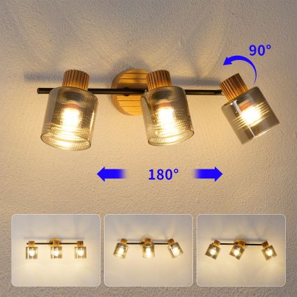 Brilagi - Takspot HYGGE 3xE14/15W/230V gummiträ/rökfärgad
