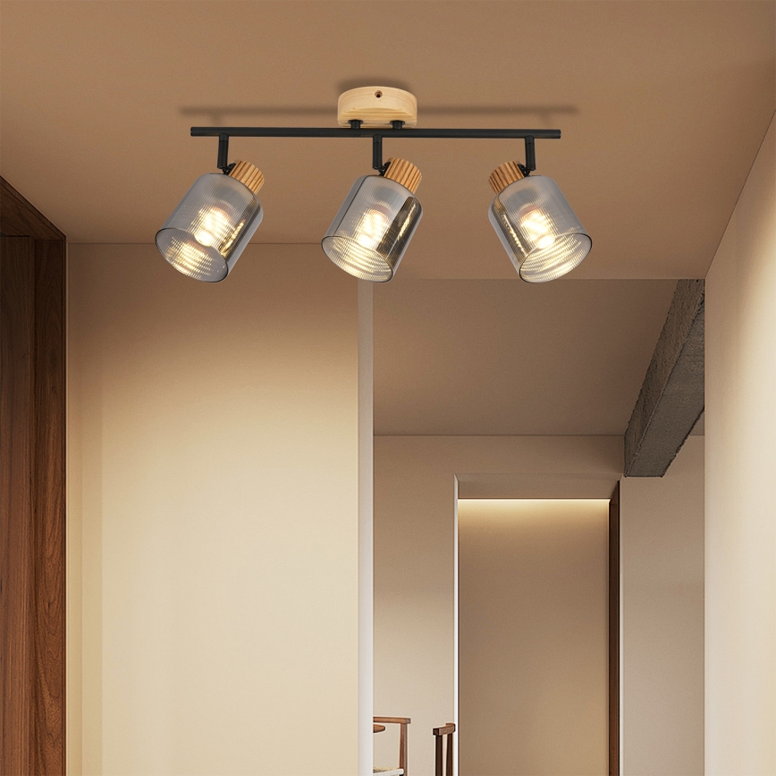 Brilagi - Takspot HYGGE 3xE14/15W/230V gummiträ/rökfärgad