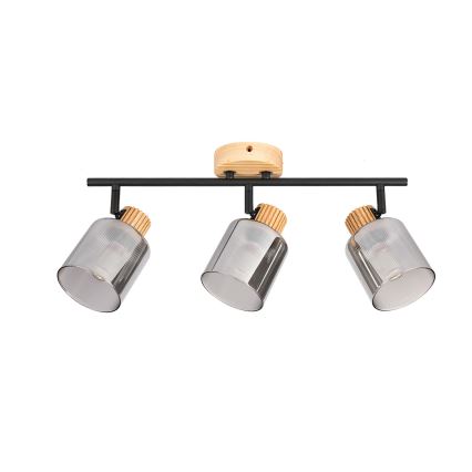 Brilagi - Takspot HYGGE 3xE14/15W/230V gummiträ/rökfärgad