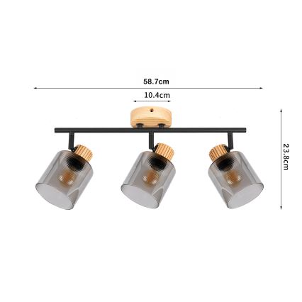 Brilagi - Takspot HYGGE 3xE14/15W/230V gummiträ/rökfärgad